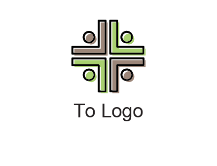 medical sign made of abstract persons logo