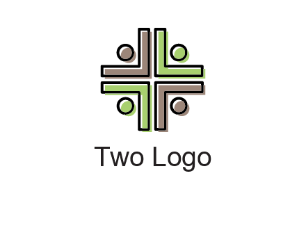 medical sign made of abstract persons logo