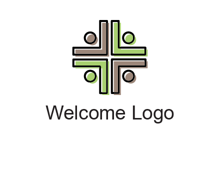 medical sign made of abstract persons logo