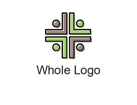 medical sign made of abstract persons logo