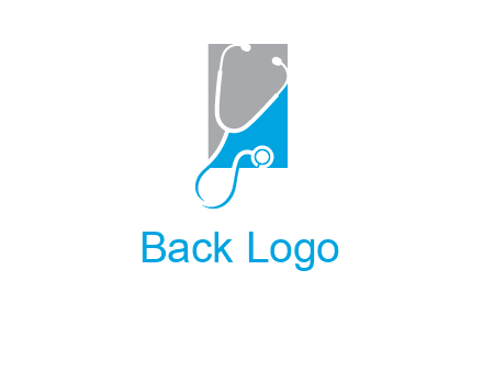 stethoscope is placed in front of rectangle icon