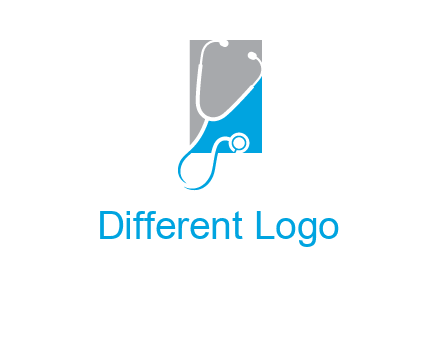 stethoscope is placed in front of rectangle icon