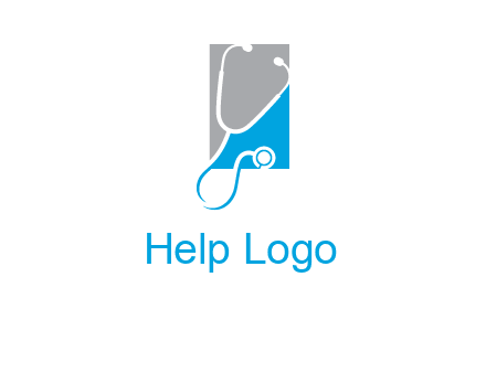 stethoscope is placed in front of rectangle icon
