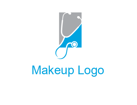 stethoscope is placed in front of rectangle icon