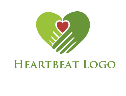 heart between two caring hands graphics