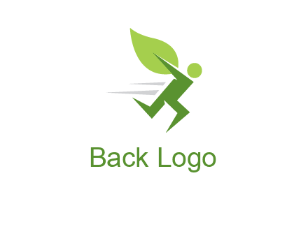 abstract running person with leaf icon