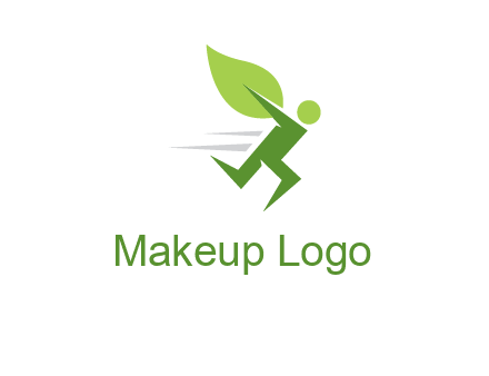 abstract running person with leaf icon