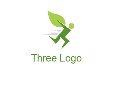 abstract running person with leaf icon