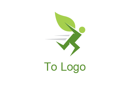 abstract running person with leaf icon