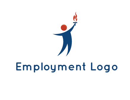 abstract person holding Olympic flame logo