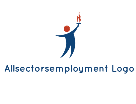 abstract person holding Olympic flame logo