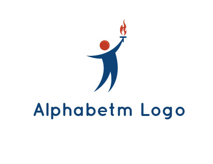 abstract person holding Olympic flame logo