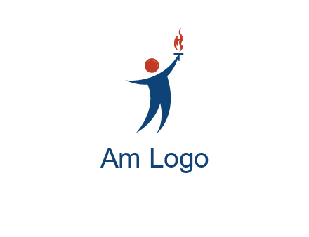 abstract person holding Olympic flame logo