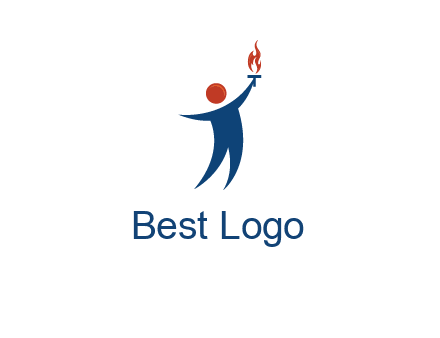 abstract person holding Olympic flame logo