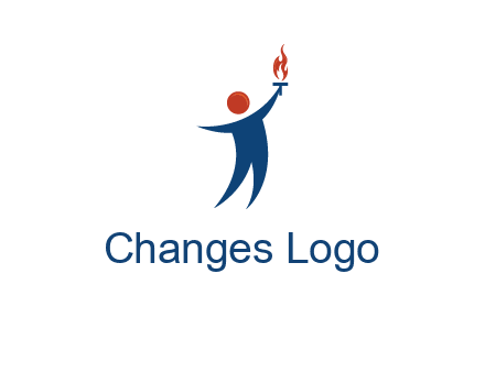 abstract person holding Olympic flame logo