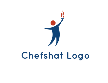 abstract person holding Olympic flame logo