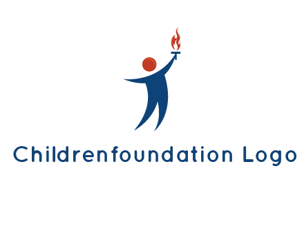 abstract person holding Olympic flame logo