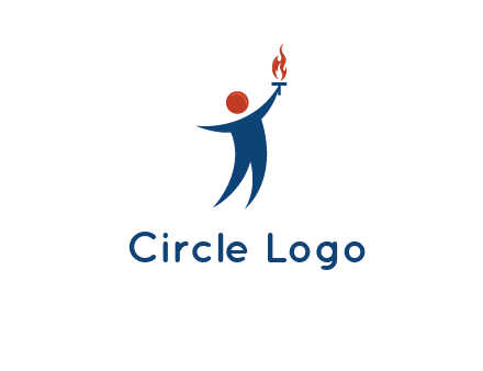 abstract person holding Olympic flame logo