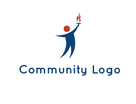 abstract person holding Olympic flame logo