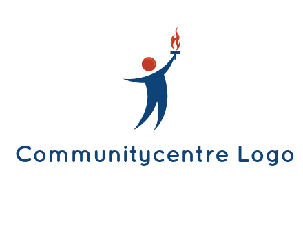 abstract person holding Olympic flame logo