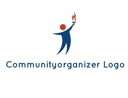 abstract person holding Olympic flame logo