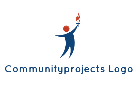 abstract person holding Olympic flame logo