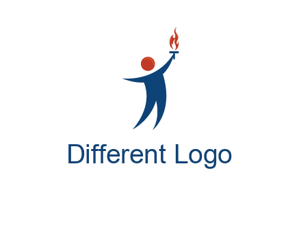 abstract person holding Olympic flame logo