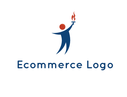 abstract person holding Olympic flame logo