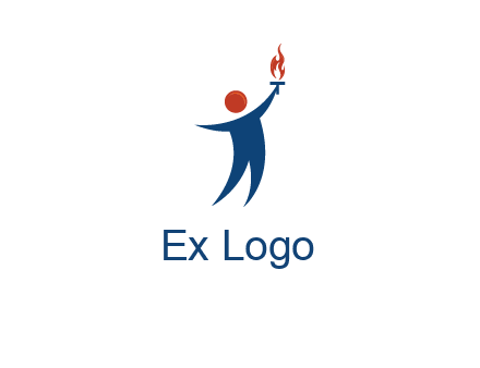abstract person holding Olympic flame logo