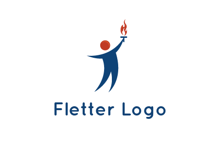 abstract person holding Olympic flame logo