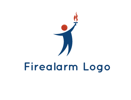 abstract person holding Olympic flame logo