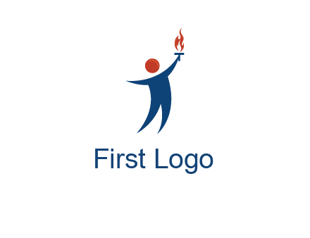 abstract person holding Olympic flame logo