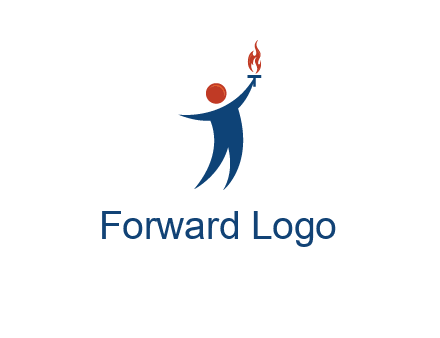 abstract person holding Olympic flame logo