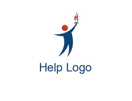 abstract person holding Olympic flame logo