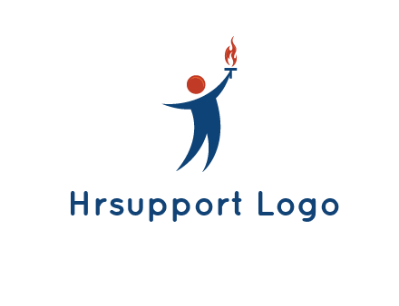 abstract person holding Olympic flame logo