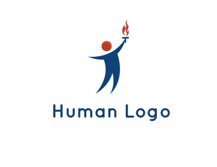 abstract person holding Olympic flame logo