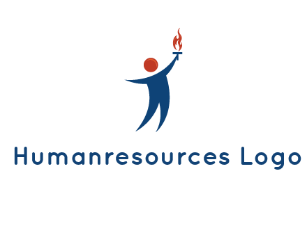 abstract person holding Olympic flame logo