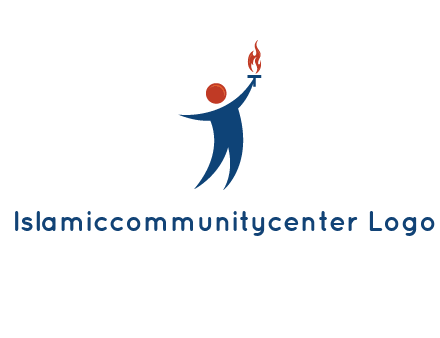 abstract person holding Olympic flame logo