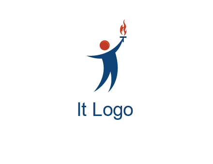 abstract person holding Olympic flame logo
