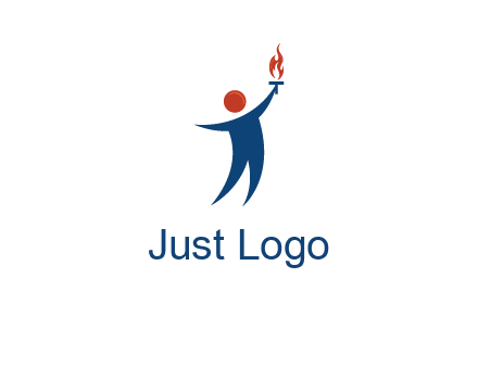 abstract person holding Olympic flame logo
