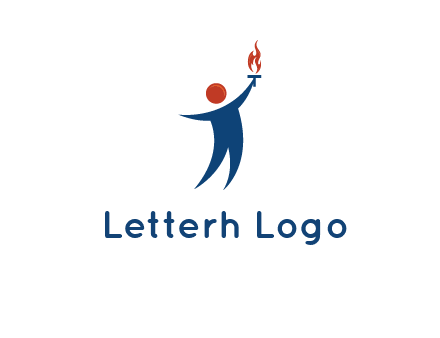 abstract person holding Olympic flame logo