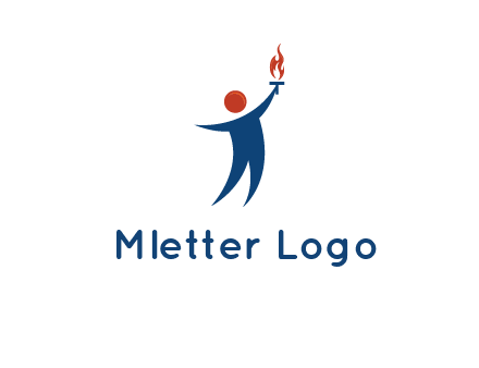 abstract person holding Olympic flame logo