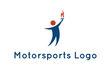 abstract person holding Olympic flame logo