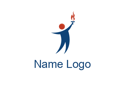 abstract person holding Olympic flame logo