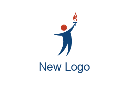 abstract person holding Olympic flame logo