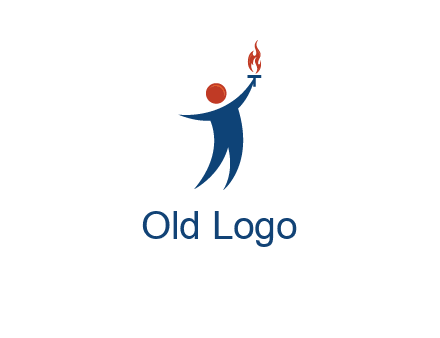 abstract person holding Olympic flame logo