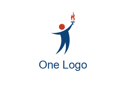abstract person holding Olympic flame logo