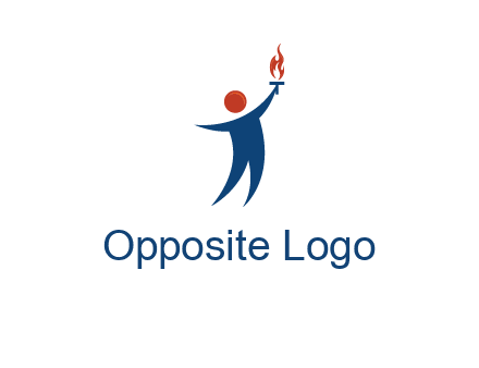 abstract person holding Olympic flame logo