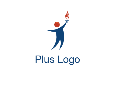 abstract person holding Olympic flame logo