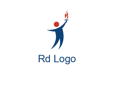 abstract person holding Olympic flame logo